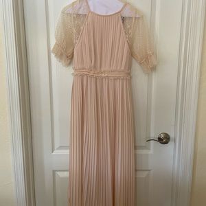 ASOS light pink, backless, tea length dress